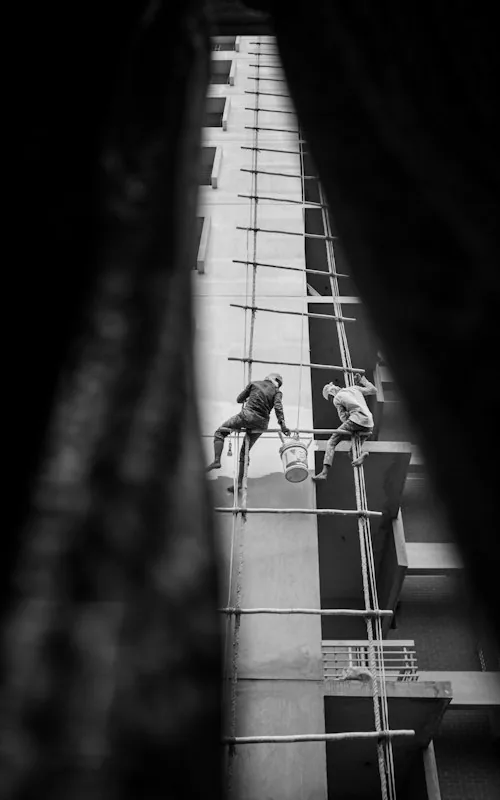 Men working on a building